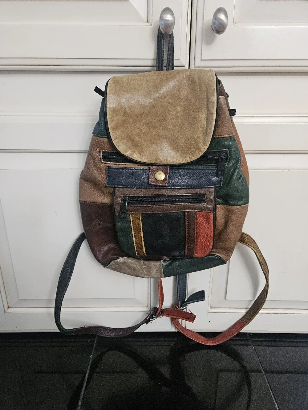 Multi-Color Patchwork Leather Mini Backpack